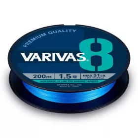   Varivas PE 8 Blue Edition 150m #1,0 0,165mm 20lb Fluo Ocean Blue Pletená Hlavní Šňůra