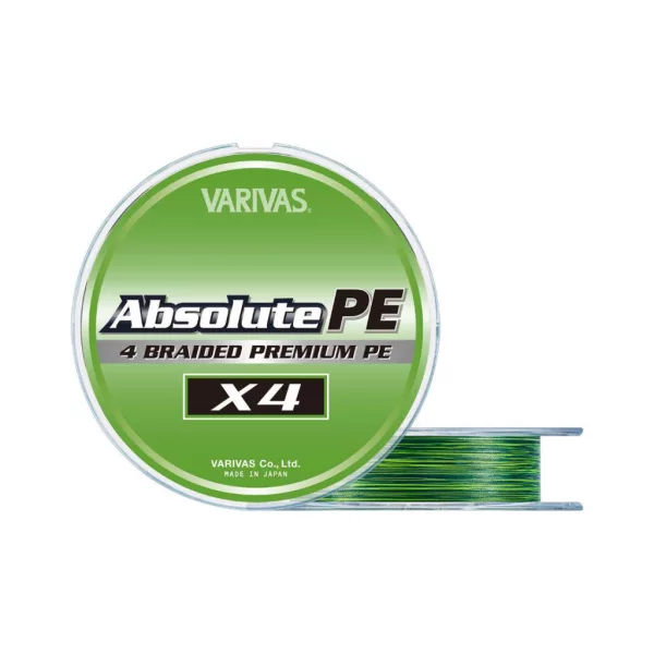 Varivas Absolute Premium PE X4 150m #0,3 0,085mm 7lb Marking Green Pletená Hlavní Šňůra