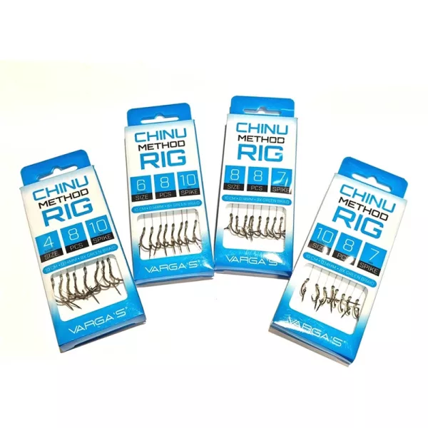 Vargas Chinu Method Rig 10 Füles, Szakállas Előkötött Horog 7mm Csalitüskével 8db