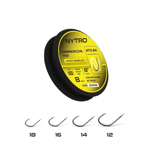 Nytro NTO4 Commercial 12 0,13mm 20cm Předvázaný háček bez protihrotu s lopatkou 8ks