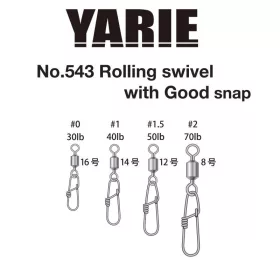 Yarie 543 Good Snap 30lb 0 Otočný klip 6ks