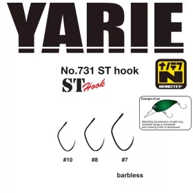   Yarie 731 ST Nanotef 10 Barbless háček s očkem, bez protihrotu, jednoháček na dravce 15ks