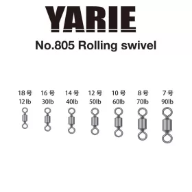 Yarie 805 Rolling Swivel Black 90lb 7 Obratlík 15ks