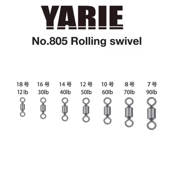 Yarie 805 Rolling Swivel Black 90lb 7 Obratlík 15ks