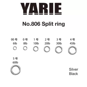Yarie 806 Split Ring Black 45lb 4 Dělený kroužek 20ks