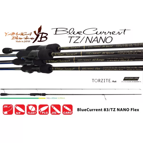 Yamaga Blanks Blue Current 83TZ Nano Flex 2,52m 1,5-8gr 2dílný přívlačový prut