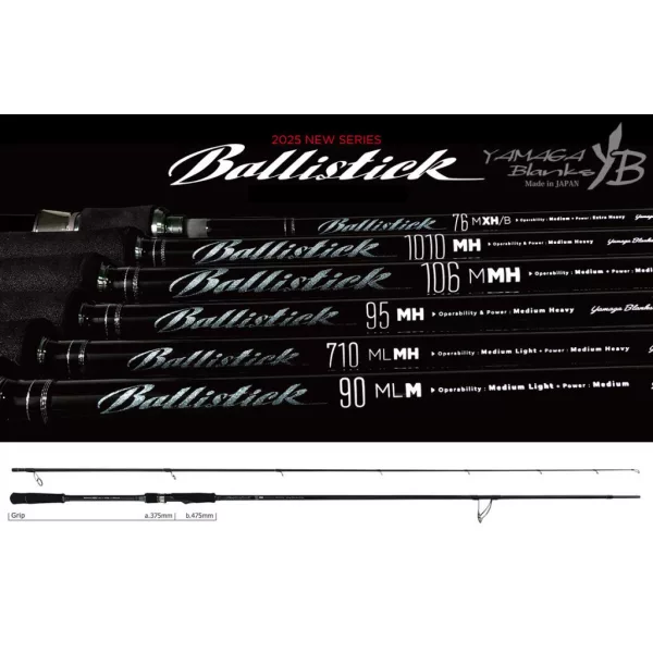 Yamaga Blanks Ballistick 95MH 2,876m 8-50gr Fuji Sic K Titanium 2dílný spinningový prut
