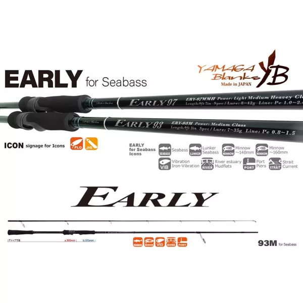Yamaga Blanks Early Seabass 93M 2,81m 7-35gr 2-dílný přívlačový prut