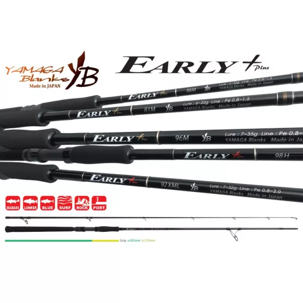Yamaga Blanks Early+ 98H 2,93m 18-60gr 2-dílný přívlačový prut