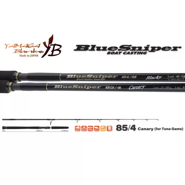 Yamaga Blanks Blue Sniper 85/4 Canary 2,57m 25-100gr 2dílný přívlačový prut