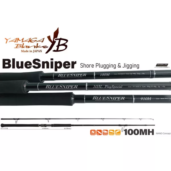 Yamaga Blanks Blue Sniper 100M-MH Nano 3,07m 120gr 2dílný přívlačový prut