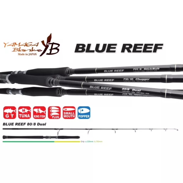 Yamaga Blanks Blue Reef GT 80/8 Dual 2,49m 160gr 2dílný přívlačový prut